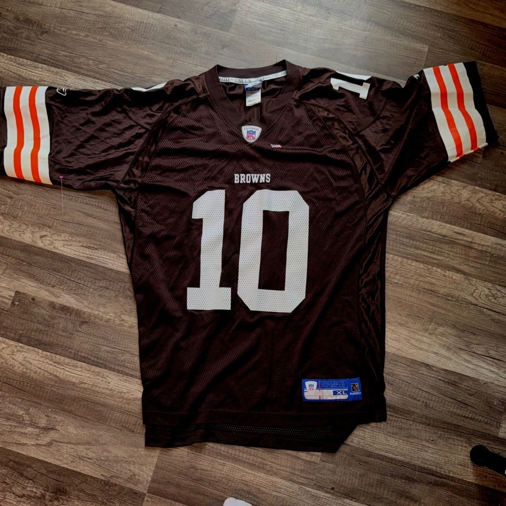 Reebok Cleveland Browns Oilcan Andy 10 Jersey NFL Equipment Brown Mens XL